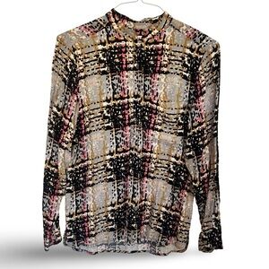 See by Chloe top button down flannel cotton shirt blouse size US S never worn